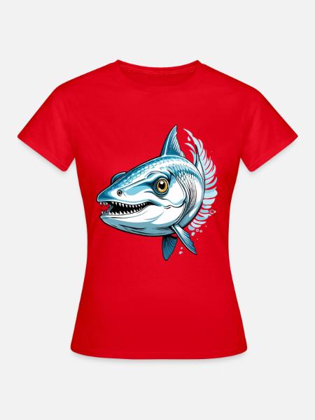 Blauer Raubfisch Aggressor - Frauen T-Shirt - Rot