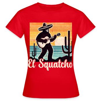El Squatcho Guitarra Sunset - Frauen T-Shirt - Rot - Vorne - AI Model Female 172 dark (172cm)