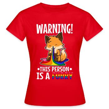 Avertissement Cette personne est un poilu - T-shirt Femme - rouge - Devant - AI Model Female 172 dark (172cm)