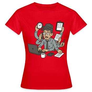 Le travailleur multi casquettes - T-shirt Femme - rouge - Devant - AI Model Female 172 dark (172cm)