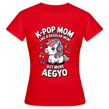 K-Pop Mom Funny Korea Music Aegyo - Women's T-Shirt - red - Front - AI Model Female 172 dark (172cm)