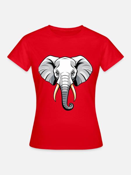 Elefantenkopf Cartoon Stil - Frauen T-Shirt - Rot