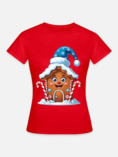 Lebkuchen Haus Winterzauber - Frauen T-Shirt - Rot