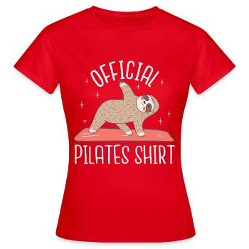 Sloth does Pilates in the morning - Lazy Pilates - Women's T-Shirt - red - Front - AI Model Female 172 dark (172cm)