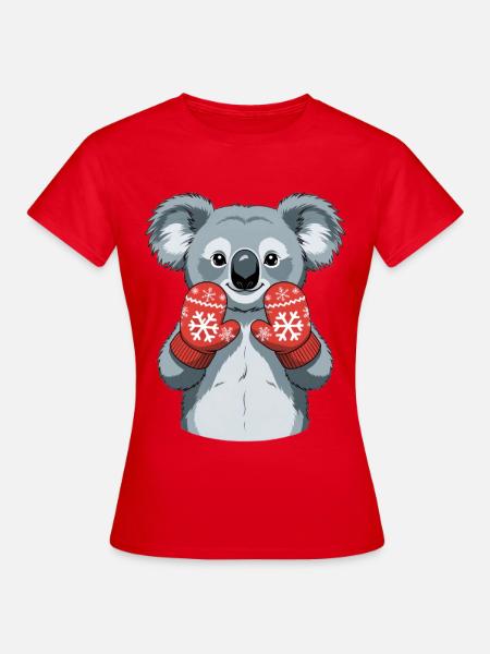 Winterkoala mit roten Handschuhen - Frauen T-Shirt - Rot