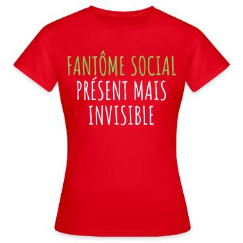 10Introverti Halloween - Fantôme Asocial Humour - T-shirt Femme - rouge - Devant - AI Model Female 172 dark (172cm)