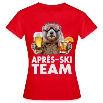 Après-Ski Team Murmeltier - Frauen T-Shirt - Rot - Vorne - AI Model Female 172 dark (172cm)