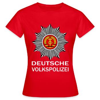 People's Police GDR Coat of Arms – Retro Ostalgie Design - Women's T-Shirt - red - Front - AI Model Female 172 dark (172cm)