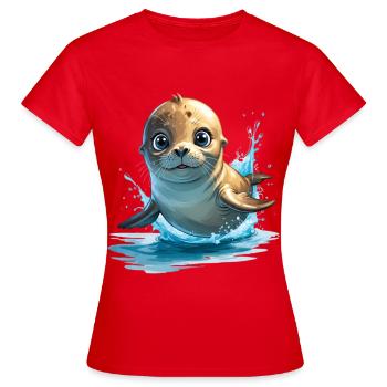 Happy Seal Splash Dance - Women's T-Shirt - red - Front - AI Model Female 172 dark (172cm)