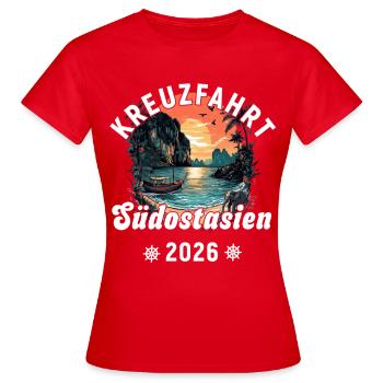 Croisière Asie du Sud-Est 2026 - T-shirt Femme - rouge - Devant - AI Model Female 172 dark (172cm)
