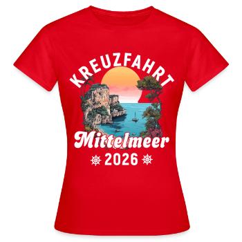 Croisière Méditerranée 2026 - T-shirt Femme - rouge - Devant - AI Model Female 172 dark (172cm)