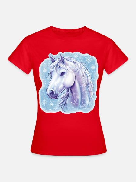 Pferd Schneeflocken  - Frauen T-Shirt - Rot