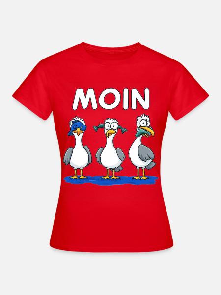 MOIN Trio Möwen Glitter Cartoon - Frauen T-Shirt - Rot