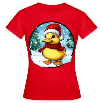 Weihnachtsmann Entchen - Frauen T-Shirt - Rot - Vorne - AI Model Female 172 dark (172cm)