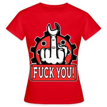 Doigt d’honneur provocateur - T-shirt Femme - rouge - Devant - AI Model Female 172 dark (172cm)