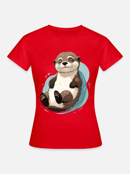 Zufriedenes Otterlächeln im Wasser - Frauen T-Shirt - Rot