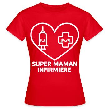 Super maman infirmière – Cœur médical - T-shirt Femme - rouge - Devant - AI Model Female 172 dark (172cm)