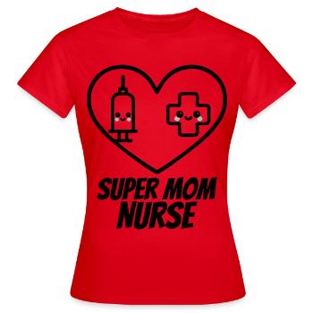 Super Mama Krankenschwester – Medizin Herz - Frauen T-Shirt - Rot - Vorne - AI Model Female 172 dark (172cm)