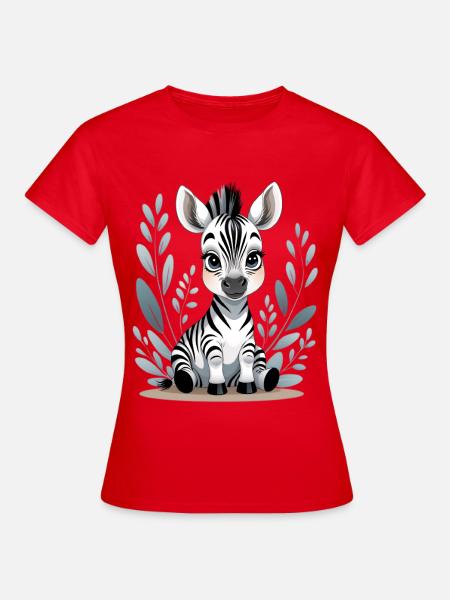 Zebra Baby im Blätterrahmen - Frauen T-Shirt - Rot