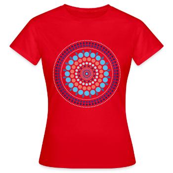 Blue Gradient Dot Mandala - Frauen T-Shirt - Rot - Vorne - AI Model Female 172 dark (172cm)