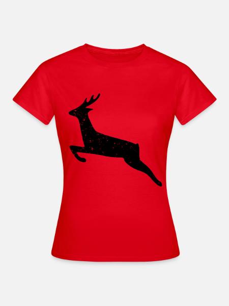 Weihnachten Wildwechsel Hirsch used look wild Wald - Frauen T-Shirt - Rot