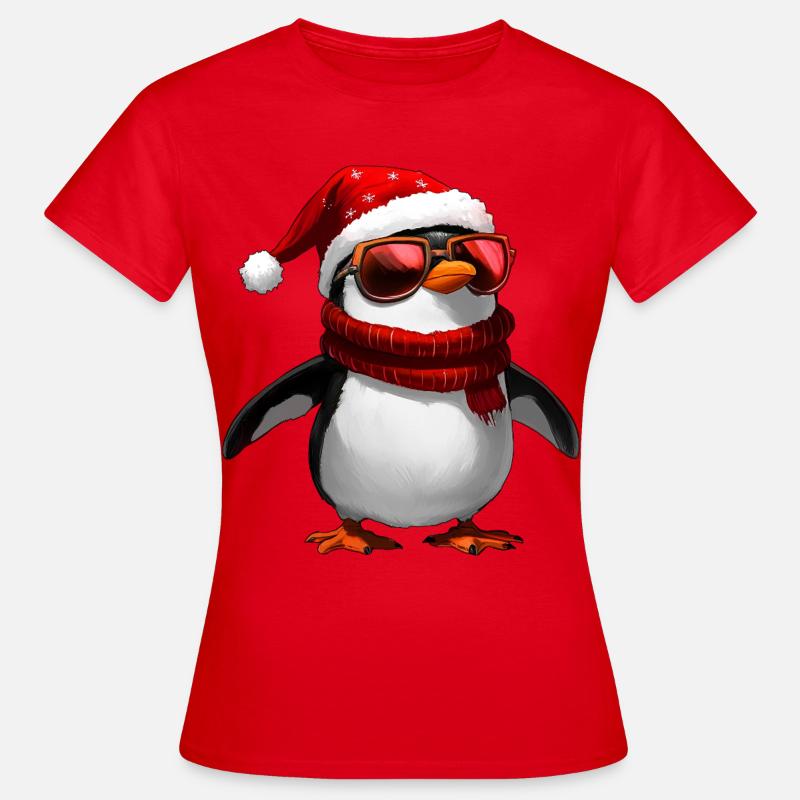Pinguino Babbo Natale - Maglietta da donna - rosso