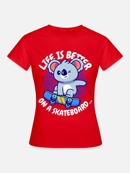 Koala Skateboard Lebensfreude - Frauen T-Shirt - Rot