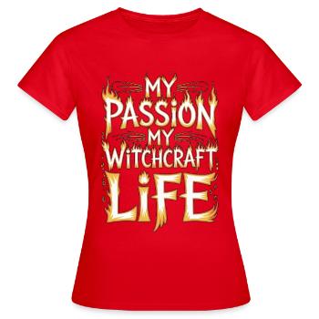 Sorcellerie, ma passion, ma lecture de tarot, Wicca - T-shirt Femme - rouge - Devant - AI Model Female 172 dark (172cm)