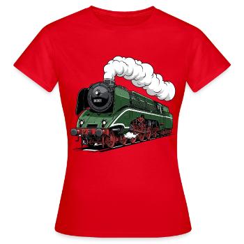 Grüne Dampflok 18 201 Retro - Frauen T-Shirt - Rot - Vorne - AI Model Female 172 dark (172cm)