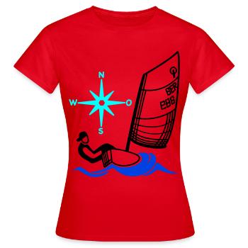 Régate pour enfants de voiliers Optimist Opti - T-shirt Femme - rouge - Devant - AI Model Female 172 dark (172cm)