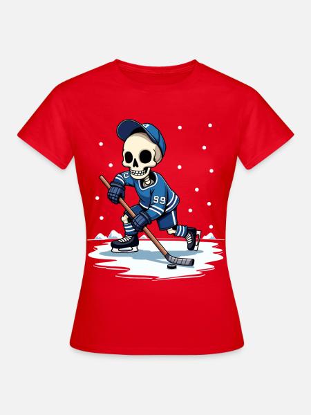 Skelett Eishockeyspieler Nummer 99 Wintersport - Frauen T-Shirt - Rot