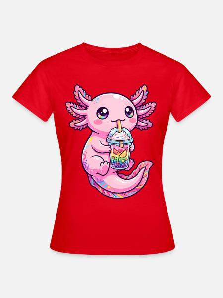 Rosa Axolotl Boba Tee - Frauen T-Shirt - Rot