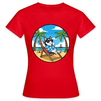 Ambiances estivales de vacances husky fraîches - T-shirt Femme - rouge - Devant - AI Model Female 172 dark (172cm)