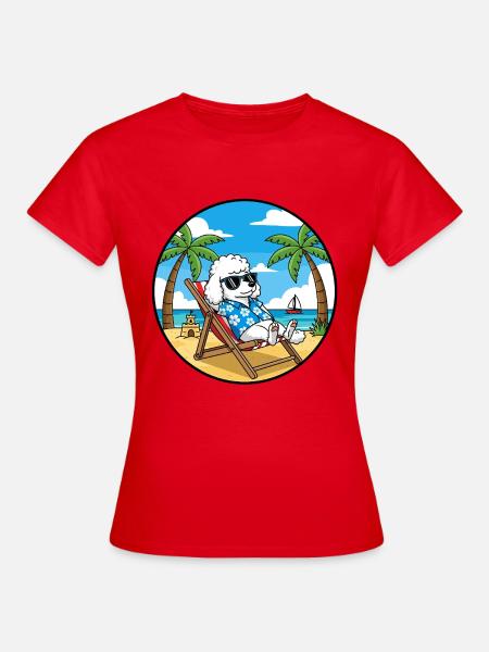 Coole Pudel-Strandurlaubs-Sommerstimmung - Frauen T-Shirt - Rot