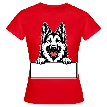 Berger allemand avec badge nominatif - T-shirt Femme - rouge - Devant - AI Model Female 172 dark (172cm)
