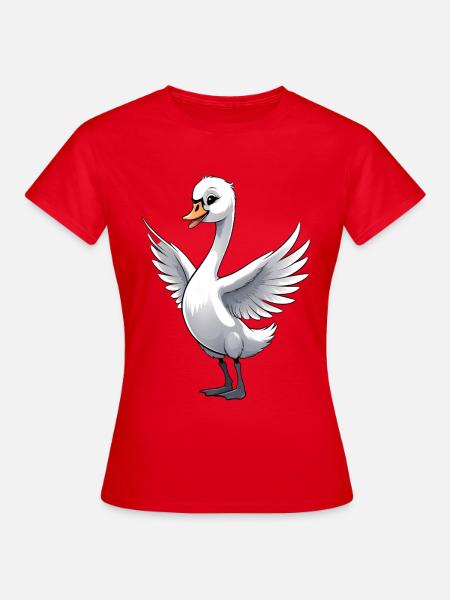 Fröhliche Gänseflügel-Illustration - Frauen T-Shirt - Rot