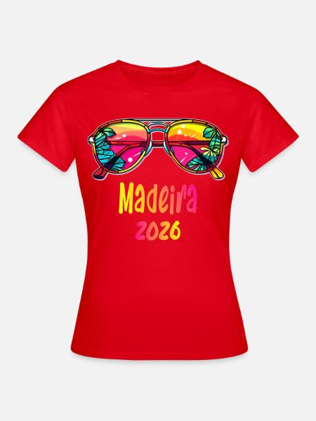 Madeira 2026 Strand Sonnenbrillen - Frauen T-Shirt - Rot