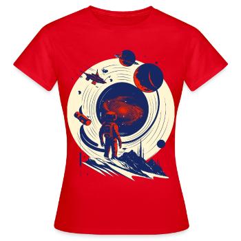Astronaute au portail cosmique - T-shirt Femme - rouge - Devant - AI Model Female 172 dark (172cm)