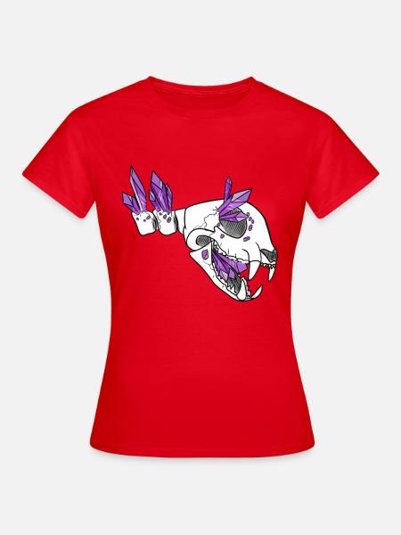 Kristallschädel - Felidae (von Leni Riosa) - Frauen T-Shirt - Rot