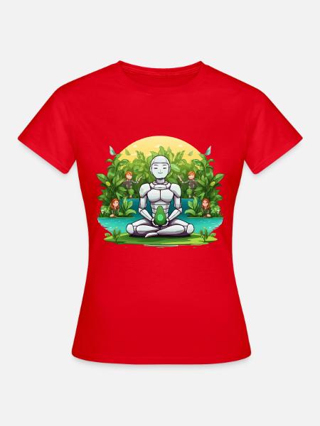 Roboten-Meditation im Dschungel - Frauen T-Shirt - Rot