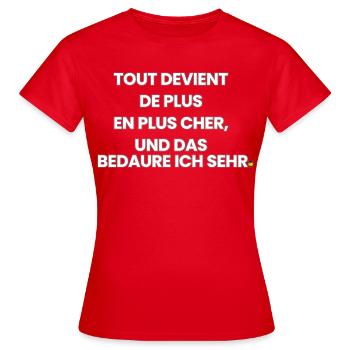 Französisch-Deutsch-Reim 1 (Ver. A) - Frauen T-Shirt - Rot - Vorne - AI Model Female 172 dark (172cm)