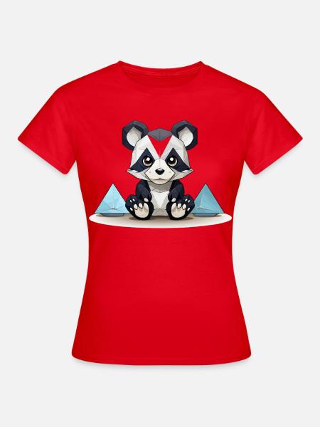 Low-Poly Panda am Eisgebirge - Frauen T-Shirt - Rot