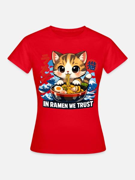 Ramen Katze - Frauen T-Shirt - Rot