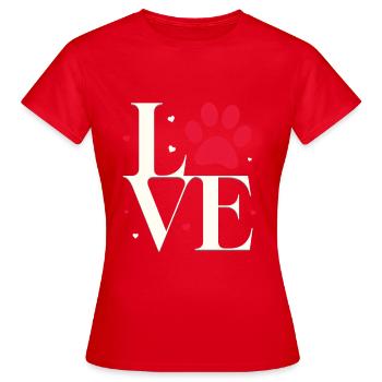L’amour avec une empreinte de patte - T-shirt Femme - rouge - Devant - AI Model Female 172 dark (172cm)