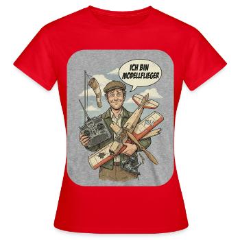 Modèle réduit d’avion dans un style vintage - T-shirt Femme - rouge - Devant - AI Model Female 172 dark (172cm)