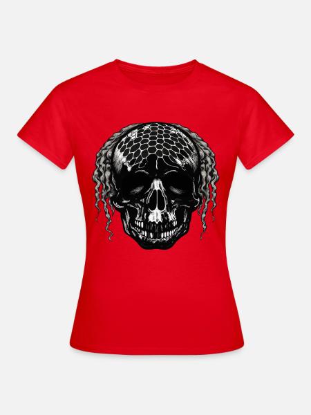 Schädel mit Netzmuster Dreadlocks - Frauen T-Shirt - Rot