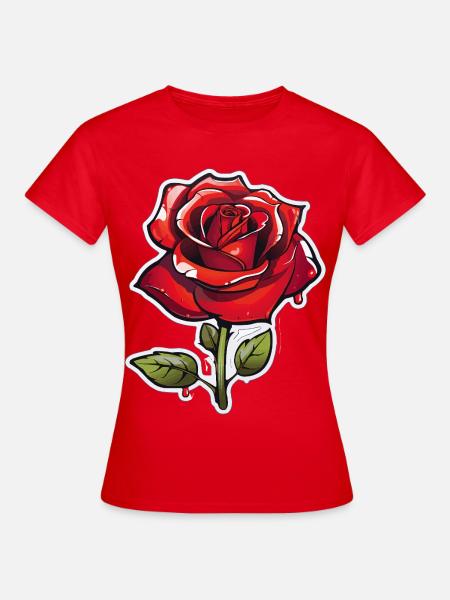 Rote Rose im Comics-Stil - Frauen T-Shirt - Rot