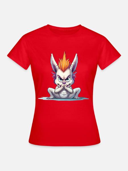 Wütendes Mohawk Häschen - Frauen T-Shirt - Rot