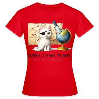 Plans de domination du monde de Evil Cat - T-shirt Femme - rouge - Devant - AI Model Female 172 dark (172cm)