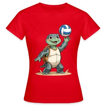 Tortue Volley avec sac à dos - T-shirt Femme - rouge - Devant - AI Model Female 172 dark (172cm)